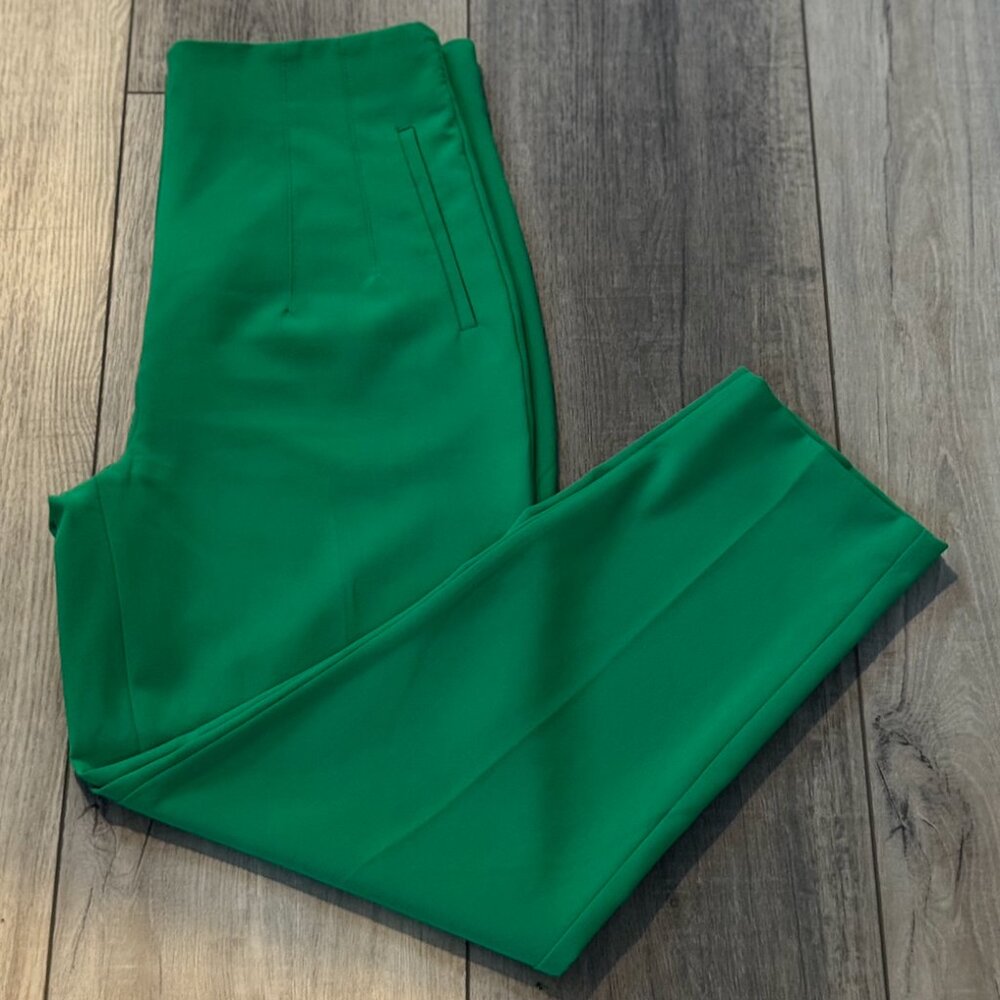 Zara High-Waisted Tailored Pants Green Size L